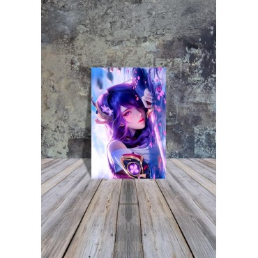 Placa Decorativa Raiden Shogun Inazuma Metálica Cuadro Póster HD 