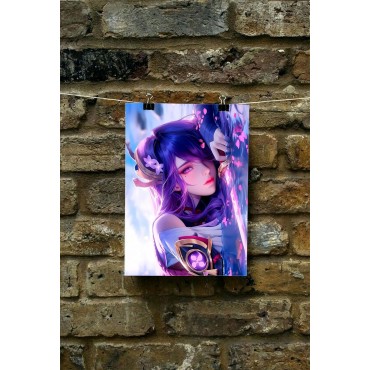 Placa Decorativa Raiden Shogun Inazuma Metálica Cuadro Póster HD 