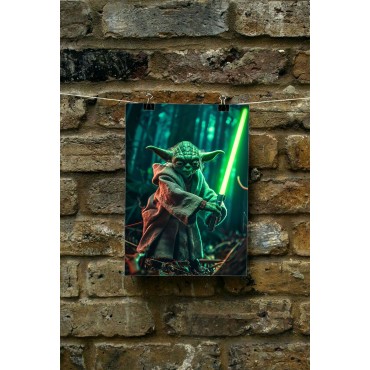 Placa Decorativa Yoda Star Wars Metálica Cuadro Póster HD 