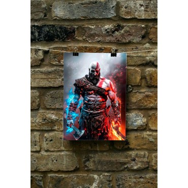 Placa Decorativa Kratos God of War Metálica Cuadro Póster HD
