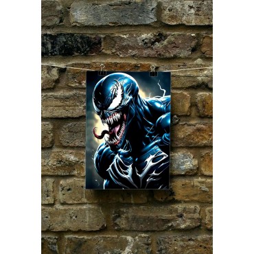 Placa Decorativa Venom Black  Marvel Spider-Man Metálica Cuadro Póster HD 
