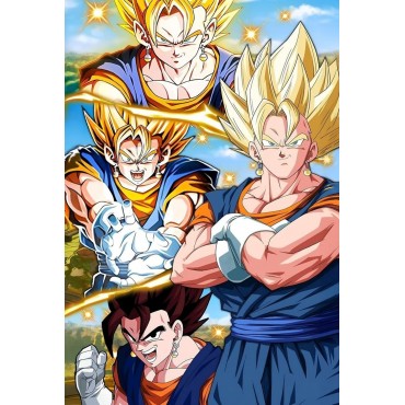 Placa Decorativa Vegito Super Saiyan Dragon Ball Z Metálica Cuadro Póster HD 