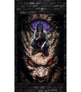 Placa Decorativa Sasuke Uchiha Naruto Metálica Cuadro Póster HD 