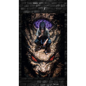 Placa Decorativa Sasuke Uchiha Naruto Metálica Cuadro Póster HD 