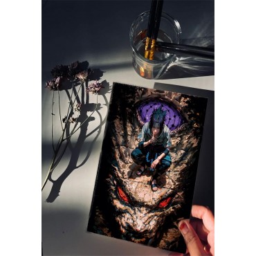 Placa Decorativa Sasuke Uchiha Naruto Metálica Cuadro Póster HD 