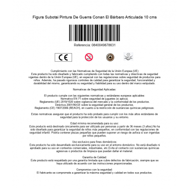 Figura Subotai Pintura De Guerra Conan El Bárbaro Articulada 10 cms