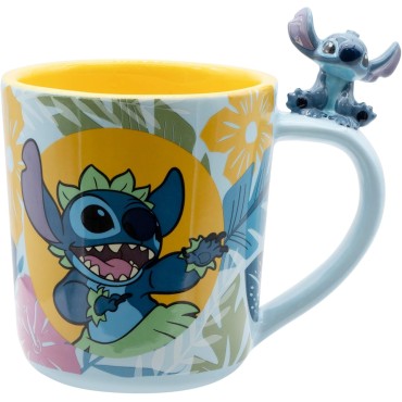 Taza 3D Stitch Hawaiano Lilo & Stitch Disney Cerámica 460 mls