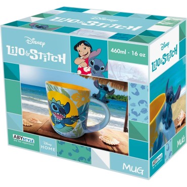 Taza 3D Stitch Hawaiano Lilo & Stitch Disney Cerámica 460 mls