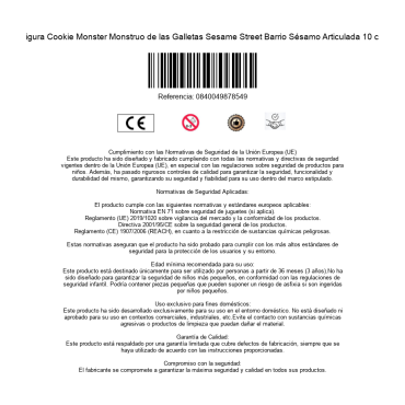 Figura Cookie Monster Monstruo de las Galletas Triki Sesame Street Barrio Sésamo Articulada 10 cm