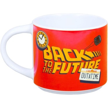Set de Regalo Taza + Posavasos + Llavero Metálico Regreso al Futuro Back to the Future Cerámica 420 mls