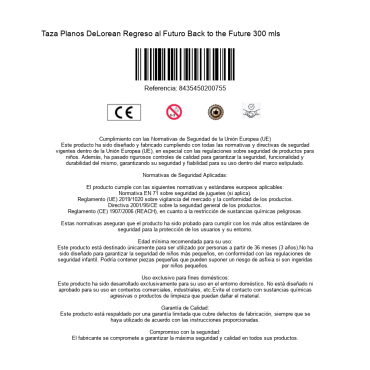 Taza Planos DeLorean Regreso al Futuro Back to the Future 300 mls                        