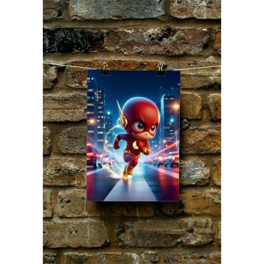 Placa Decorativa Baby Flash CHIBI DC Metálica Cuadro Póster HD