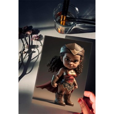 Placa Decorativa Baby Wonder Woman CHIBI DC Metálica Cuadro Póster HD