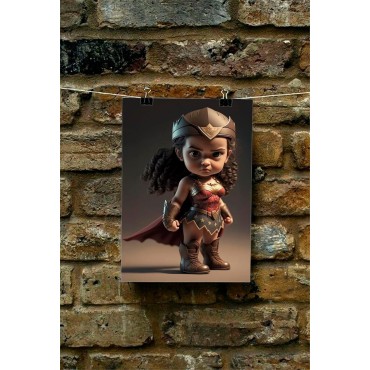 Placa Decorativa Baby Wonder Woman CHIBI DC Metálica Cuadro Póster HD