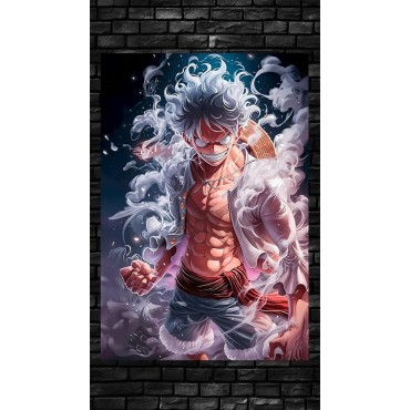 Placa Decorativa Luffy Gear 5 One Piece Metálica Cuadro Póster HD
