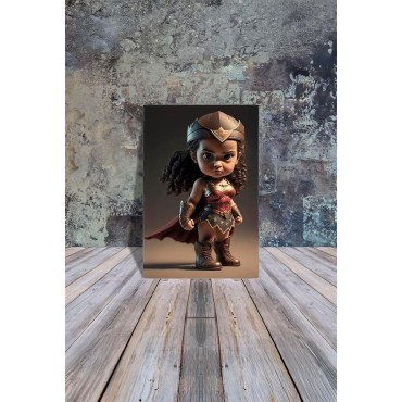 Placa Decorativa Baby Wonder Woman CHIBI DC Metálica Cuadro Póster HD
