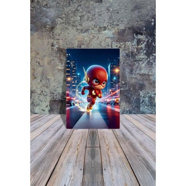Placa Decorativa Baby Flash CHIBI DC Metálica Cuadro Póster HD
