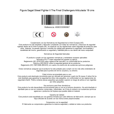 Figura Sagat Street Fighter II The Final Challengers Articulada 19 cms