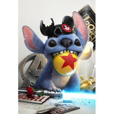 Placa Decorativa Stitch Juguetón Lilo & Stitch Disney Metálica Cuadro Póster HD