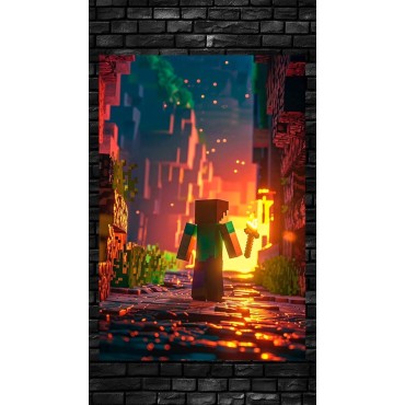 Placa Decorativa Minecraft Bedrock Metálica Cuadro Póster HD