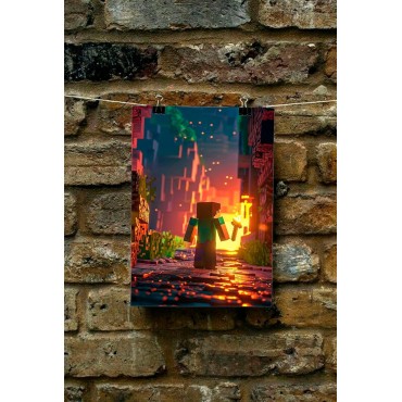 Placa Decorativa Minecraft Bedrock Metálica Cuadro Póster HD