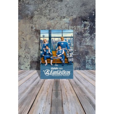 Placa Decorativa Los 4 Fantastiscos Primeros Pasos Marvel Metálica Cuadro Póster HD