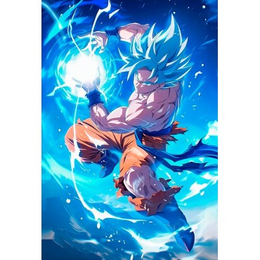 Placa Decorativa Goku SS Blue Metálica Cuadro Póster HD