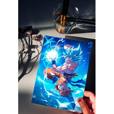 Placa Decorativa Goku SS Blue Metálica Cuadro Póster HD