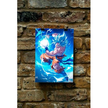 Placa Decorativa Goku SS Blue Metálica Cuadro Póster HD
