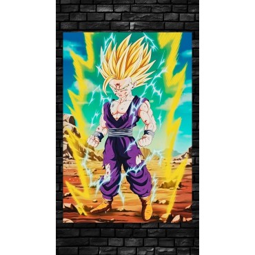 Placa Decorativa Gohan SSJ2 Metálica Cuadro Póster HD